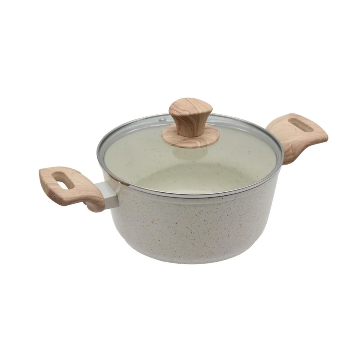 Panela Caçarola Indução C/tampa Vidro 2,4l Creme -dolce Home