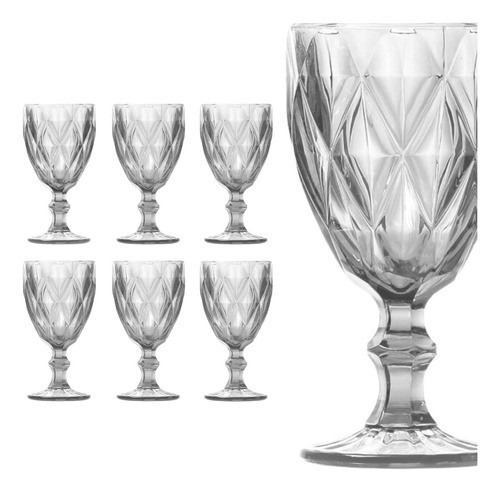 Miniatura: Jogo De Taças Diamante 260ml Vidro Transparente