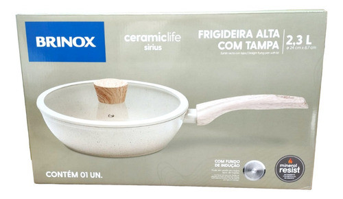 Miniatura: Frigideira Brinox Alta 24cm Ceramic Sirius Indução Vanilla