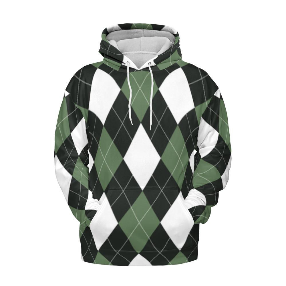 Graphic Hoodie, Long Sleeve Green & White - Sports / Casual
