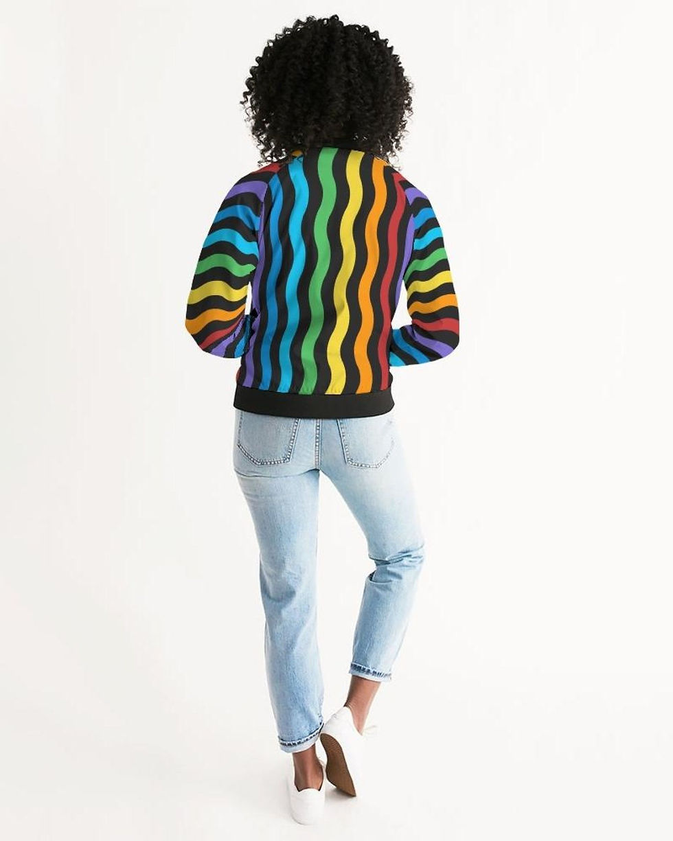 Thumbnail: Rainbow Stripe Style, Classic Womens Bomber Jacket