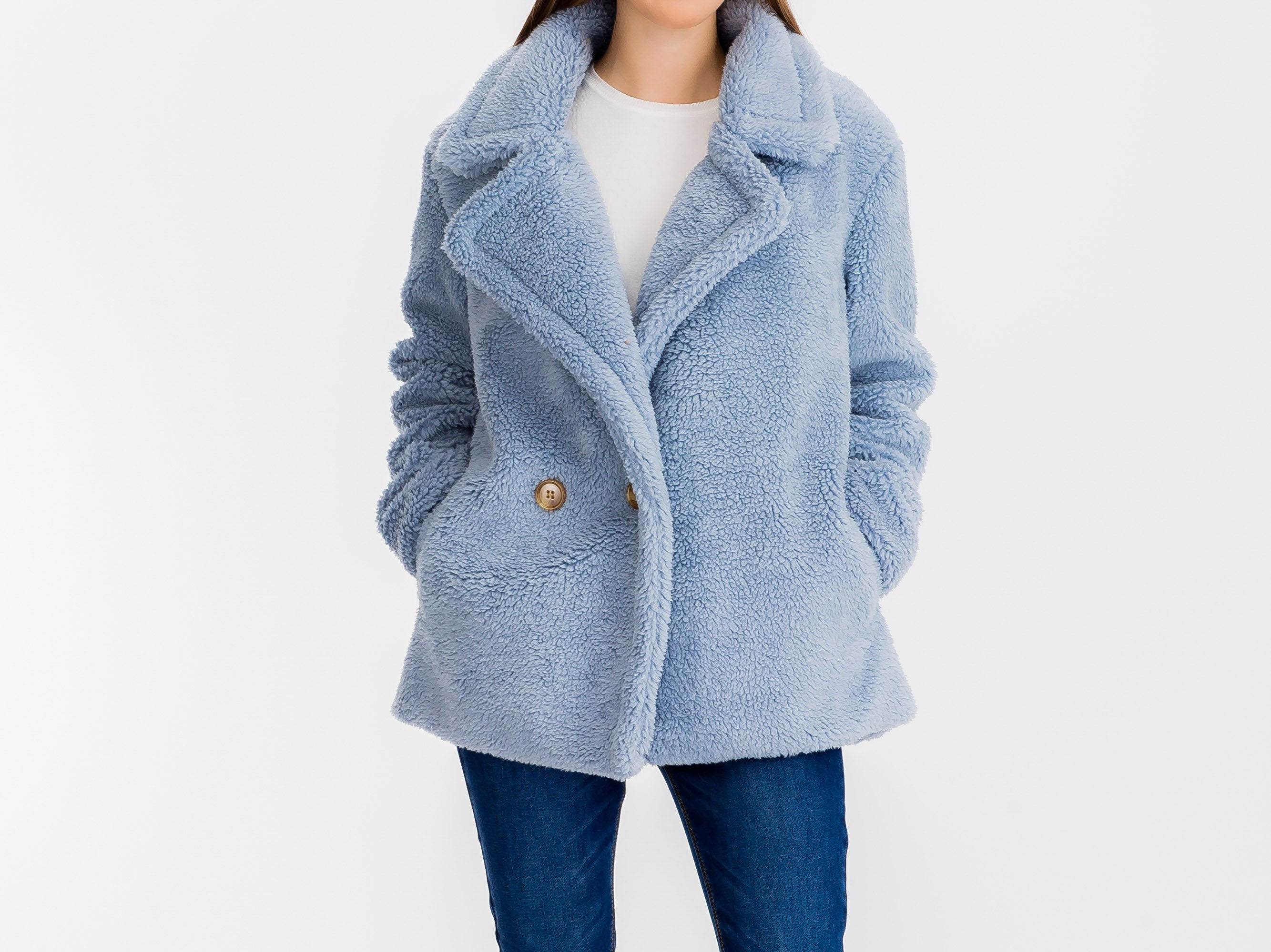 Faux Fur Coat Blue | Womens | Baciano