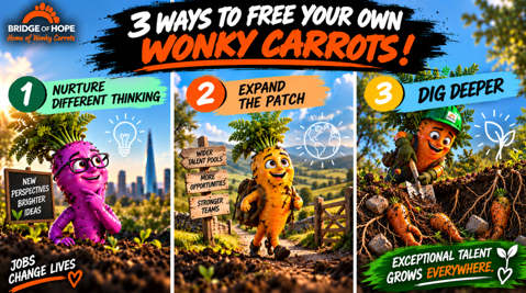 Three ways to free your own Wonky Carrots: nurture different thinking, expand the patch and dig deeper.