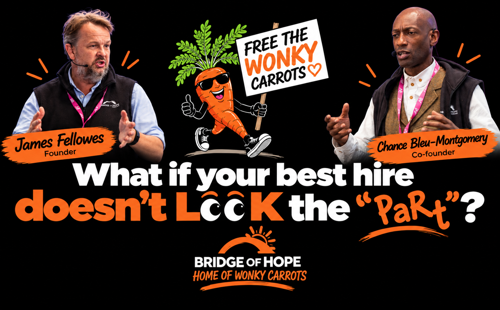 James Fellowes and Chance Bleu-Montgomery presenting the Free the Wonky Carrots session at IHR Live London.