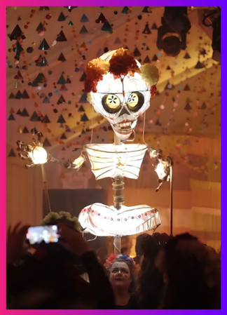 Skeleton dancer performer at Daylesford Organic Day of the Dead Fiesta