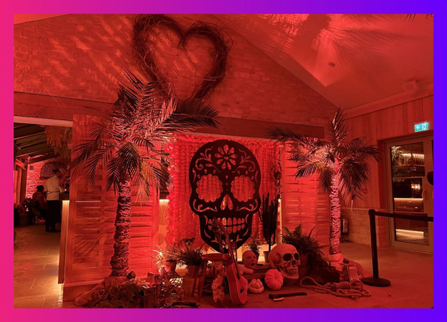 Sugar skull photo backdrop at Daylesford Organic Day of the Dead Fiesta