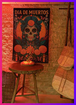 Dia de Muertos themed artwork at Daylesford Organic Day of the Dead Fiesta