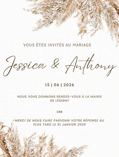 papeterie digitale mariage - faire part pampa