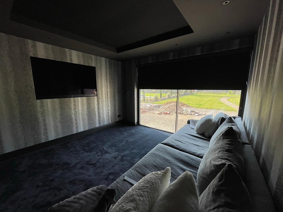 Cinema room electric roller blind from corner 2