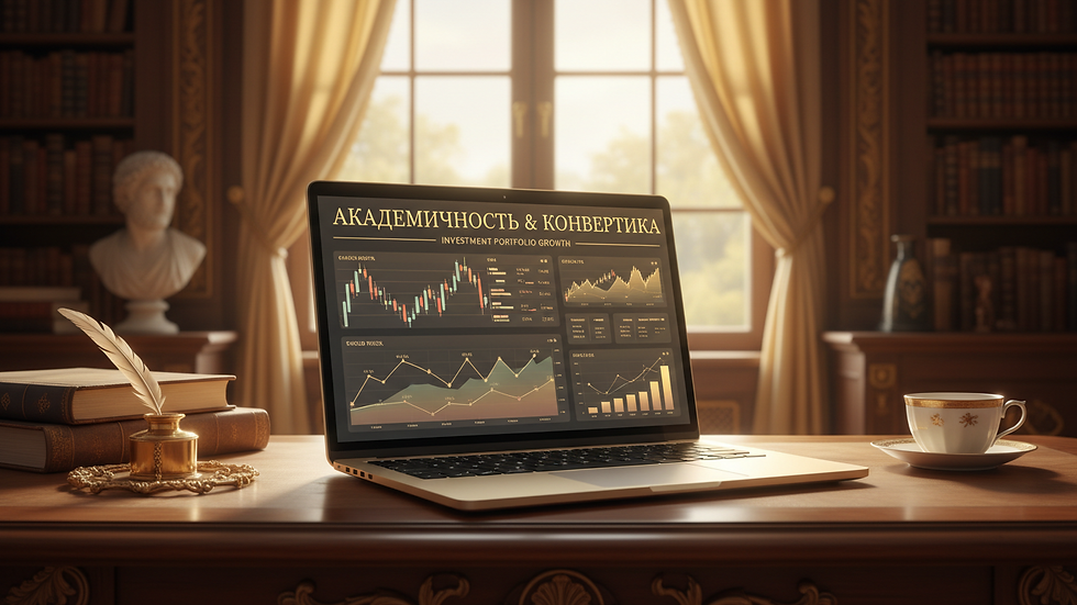 eye-level view of a laptop with financial charts on screen