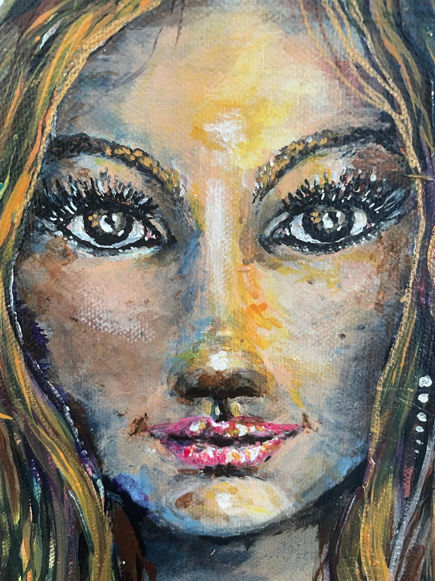 "Focusing on Herself" Acrylic- Canvas 14”x11"x1.5"