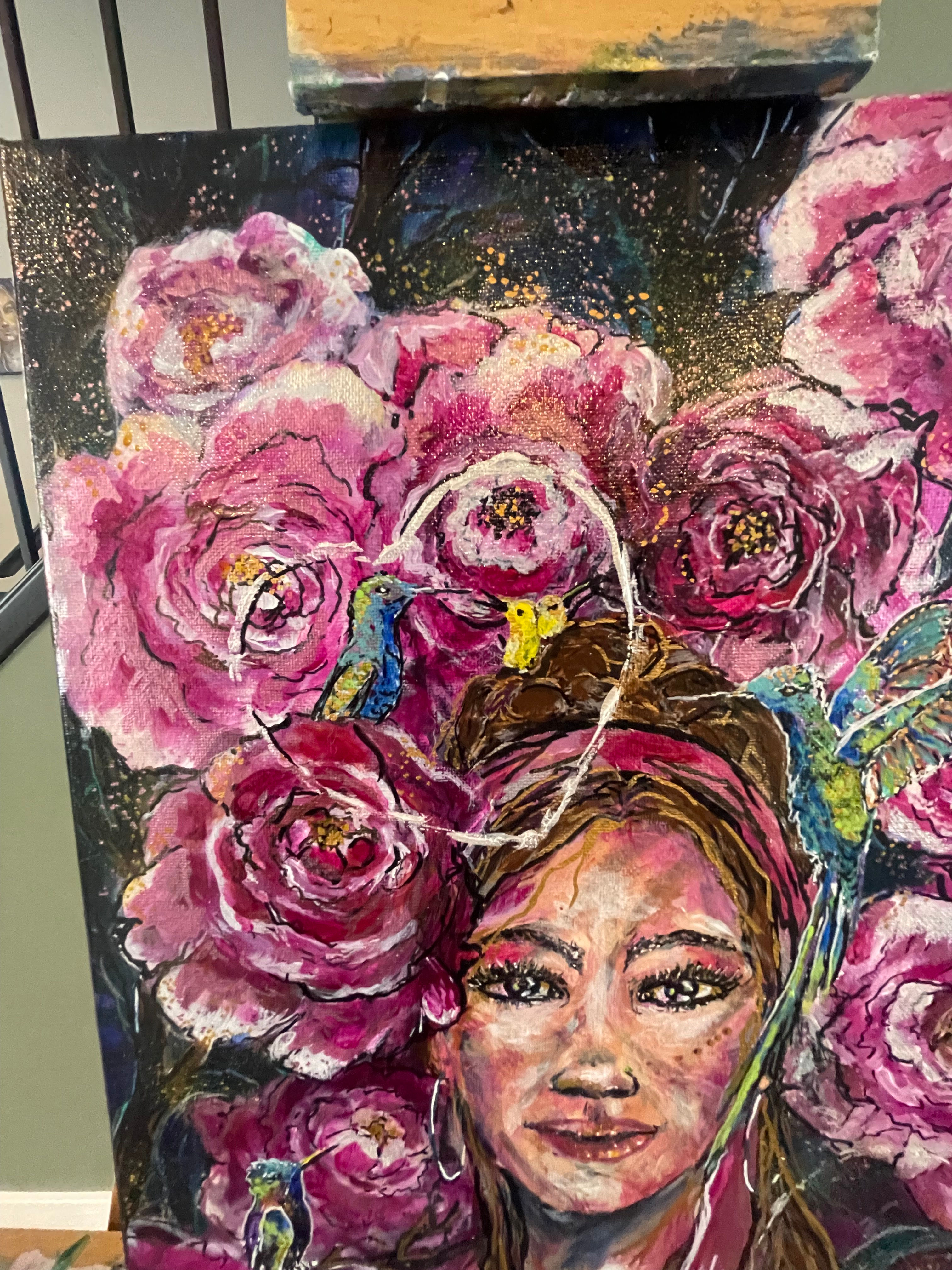 "Singing Amount Petals" Acrylic - Canvas 12”x16”x0.75"
