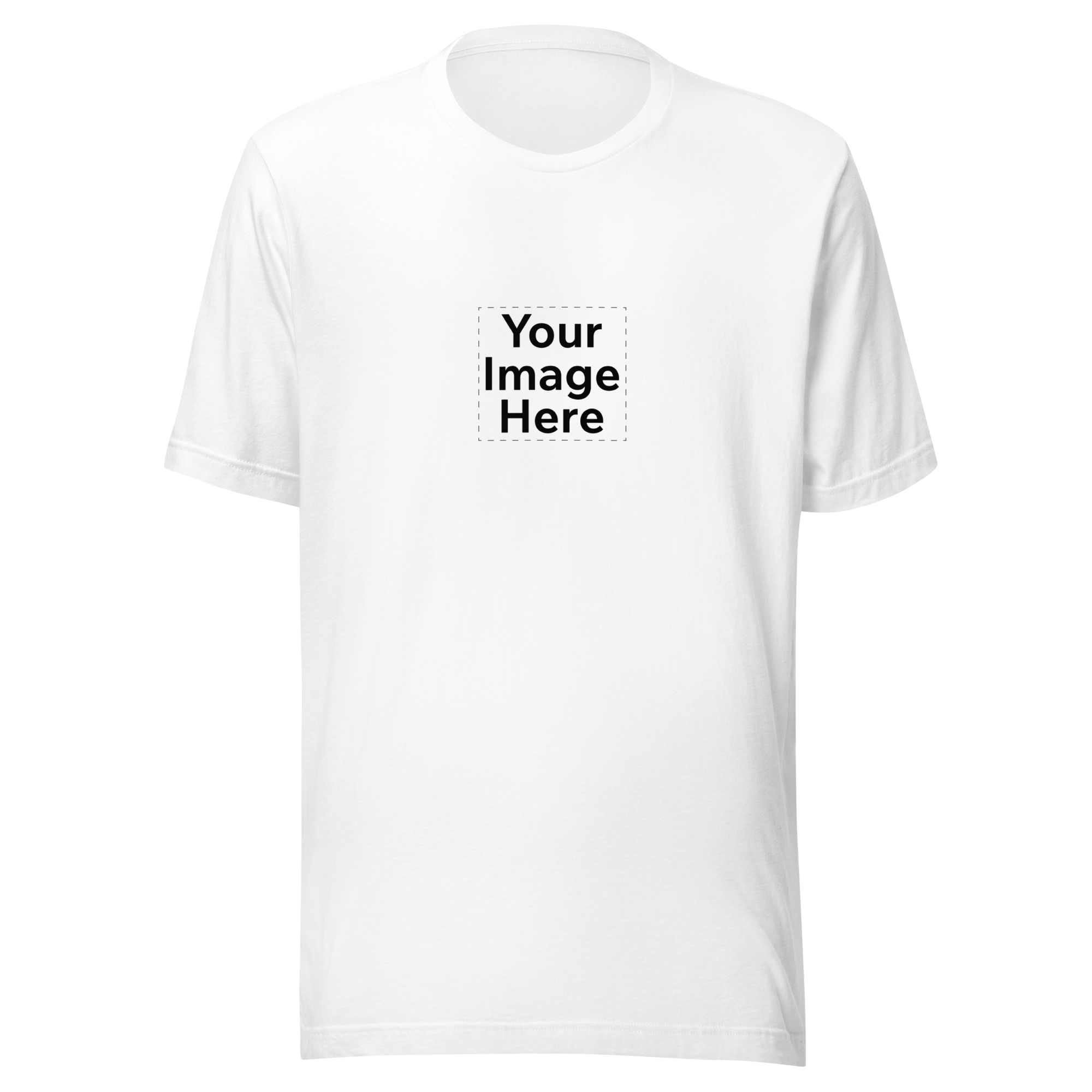 White short-sleeve t-shirt with 'Your Image Here' text