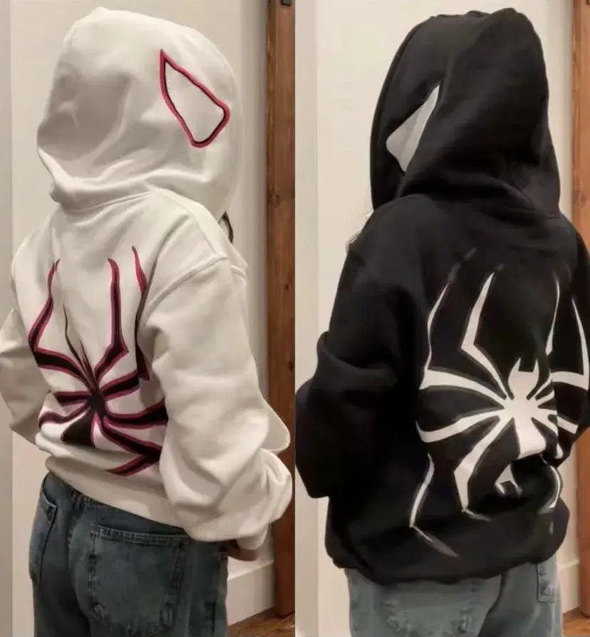 Thumbnail: Full Zip Up Spider Hoodie Women Men Streetwear Harajuku Graphic Oversized Jacket