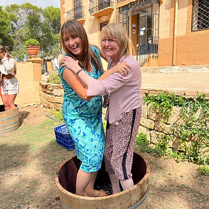 Grapes stomping Spain winery solo women travel