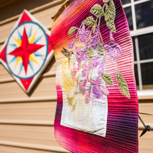 Fiber Art Wall Hanging-Quilt dragon using Zen Doodle technique by Phoenix Rising Creates, Oja Caliente, New Mexico