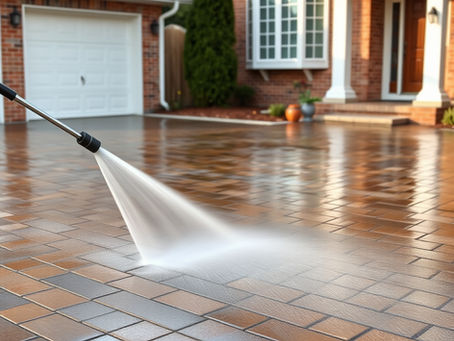 a pressure washer in action