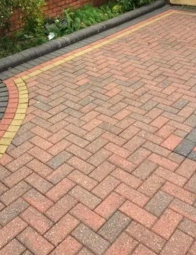 block paving cleared of weeds.