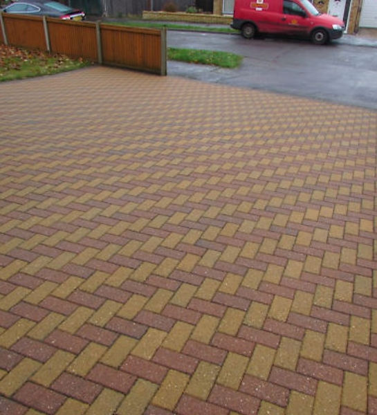 block paved driveway after a DMS pressure wash
