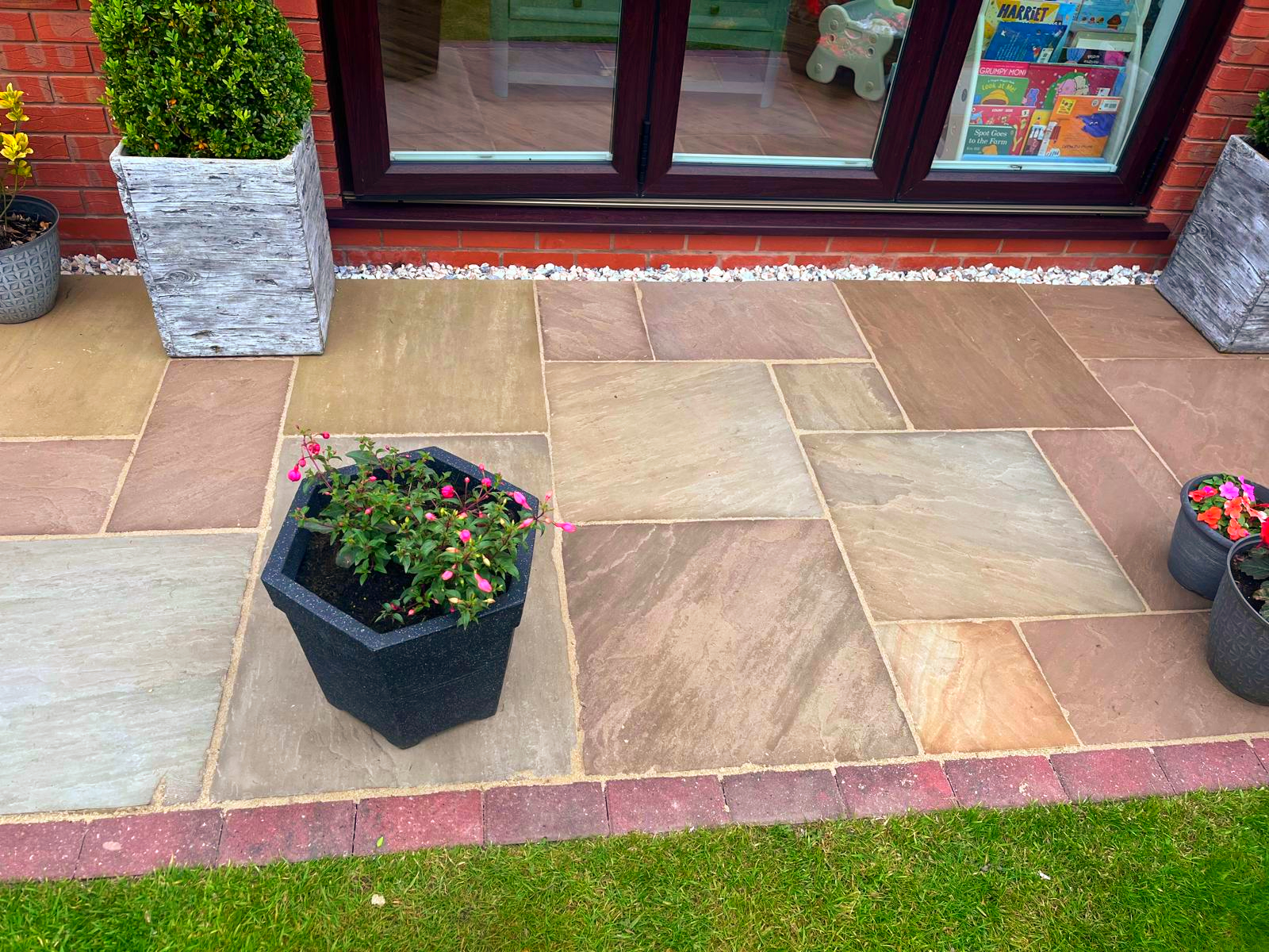 Sandstone patio cleaned by DMS in Bloxwich