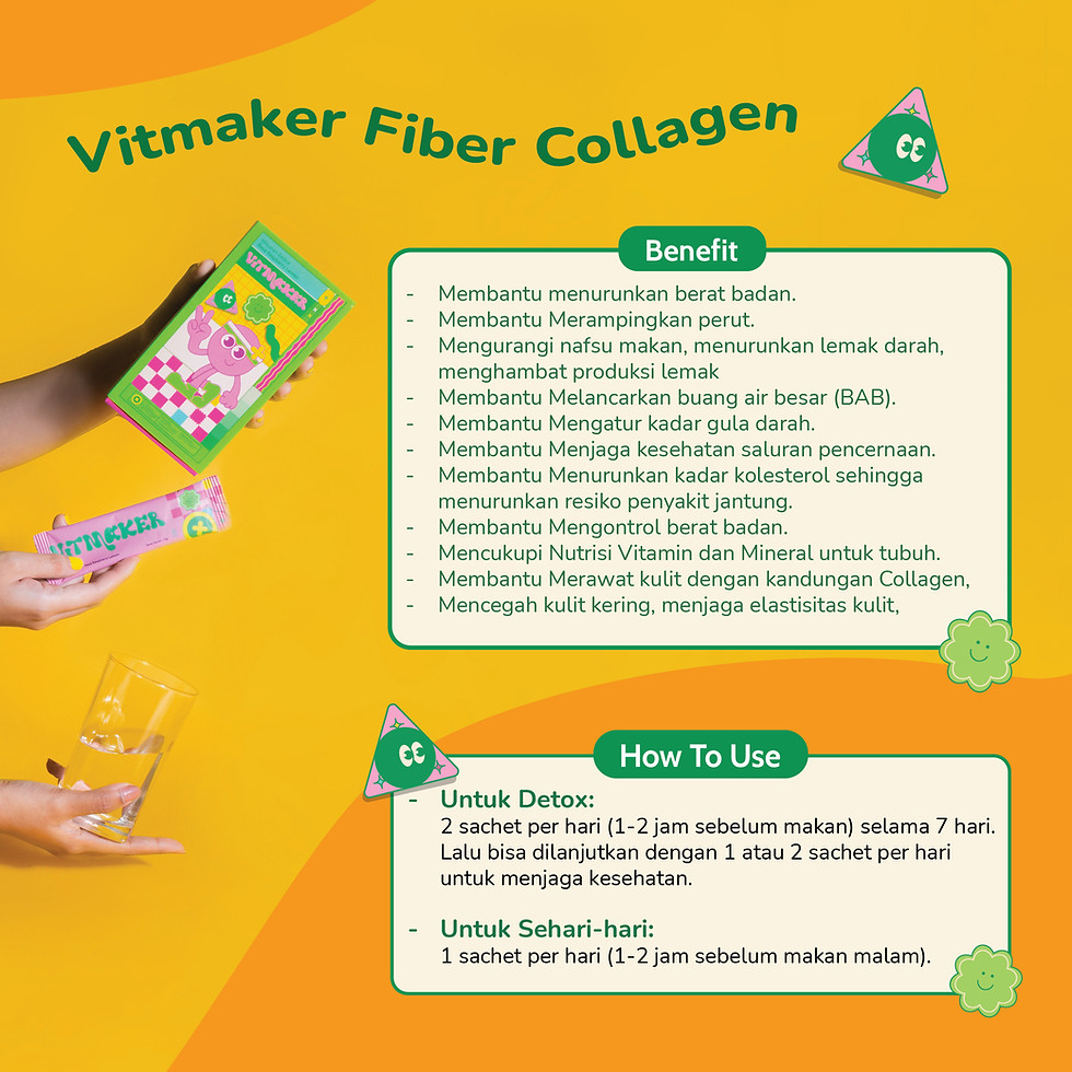 Thumbnail: [BOX 7] Vitmaker Fiber Collagen Drink (Minuman Serbuk Rasa Raspberry Le