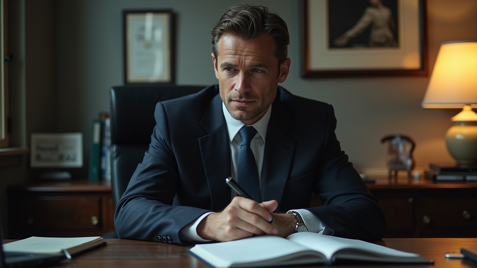 High angle view of a detective consulting with a client in an office