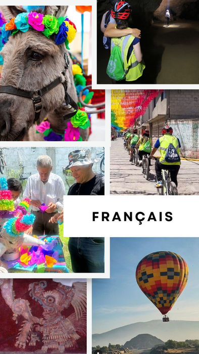 FRANÇAIS en imagen de collage mostrando fotos coloridas de diferentes eventos.