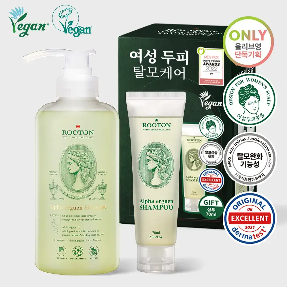 【韓國】ROOTON-Alpha Erguen Shampoo 甦活植萃洗髮露  / 500ml+70ml / 1套