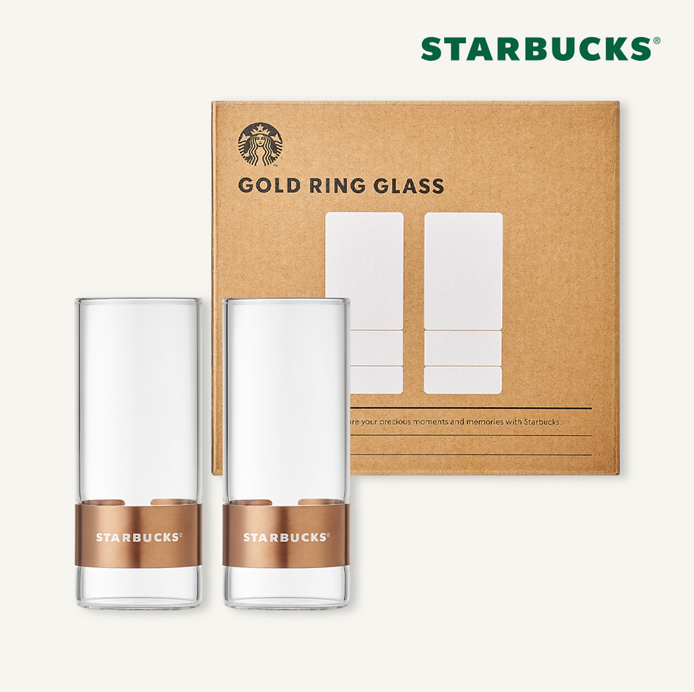 縮圖：【韓國】STARBUCKS-(c)Gold Ring Glass Set 355ml (2P) 玻璃杯 2件裝/ 1套