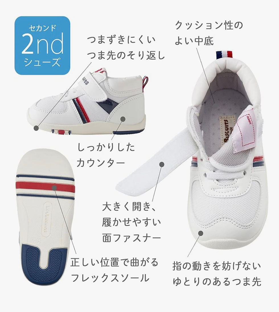 縮圖：【日本】MIKIHOUSE Hot Biscuits 運動風二階段學步鞋（Second Shoes）白色
