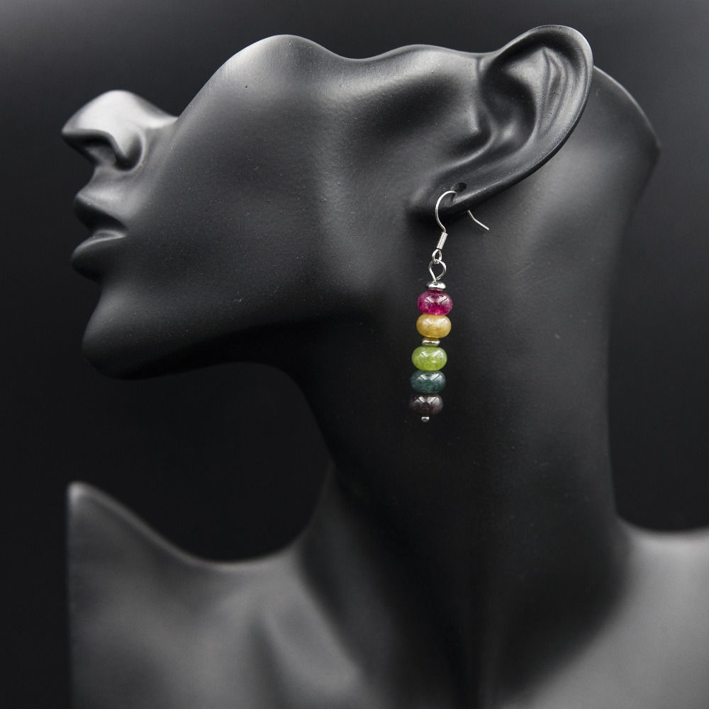 EARRINGS WITH MULTICOLORED TOURMALINE