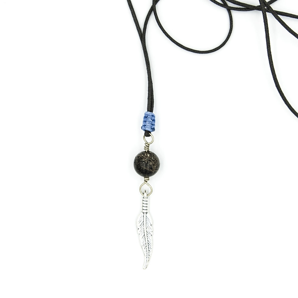 Thumbnail: MEN'S NECKLACE WITH FEATHER AND AFRICAN TURQUOISE