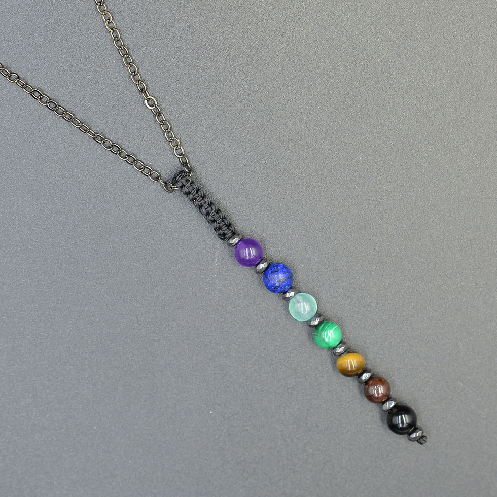 Thumbnail: MEN'S 7 CHAKRA NECKLACE WITH NATURAL STONES AND STEEL CHAIN