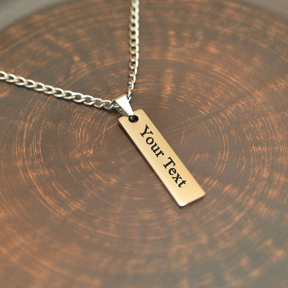 Ανδρικό κολιέ από ατσάλι με γυαλισμένο τάγκ καθρέφτη και ατσάλινη αλυσίδα