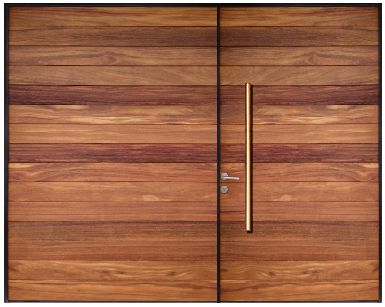 Puerta para exterior sencilla - Duelas de cumarú + fijo extendido lateral