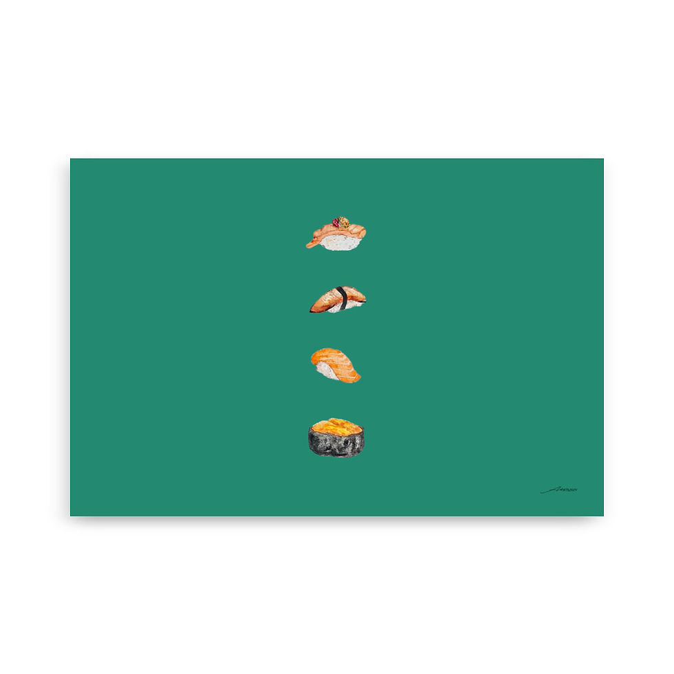 "Sushi Row" Watercolor Print Poster on Elf Green