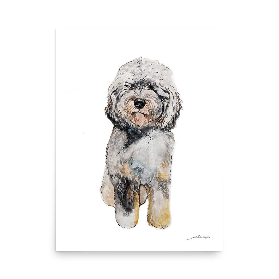 Thumbnail: "Aussiedoodle" - Watercolor Painting - Print Poster