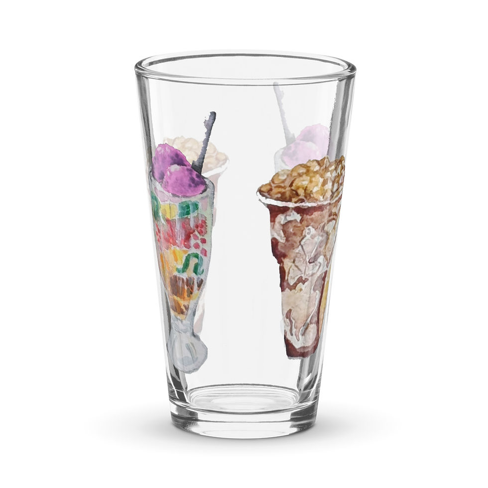 Thumbnail: Taho and Halo-Halo "Masarap" Watercolor Print - Shaker pint glass