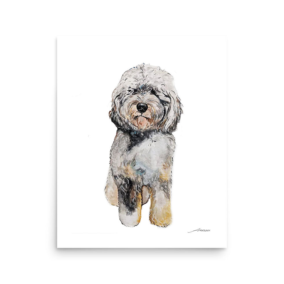 Thumbnail: "Aussiedoodle" - Watercolor Painting - Print Poster