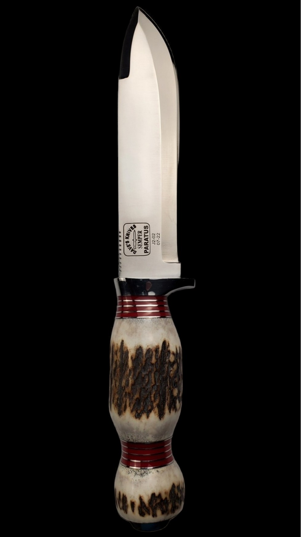 Thumbnail: Elk Stag Handle Legacy Knife /Red Spacers 06