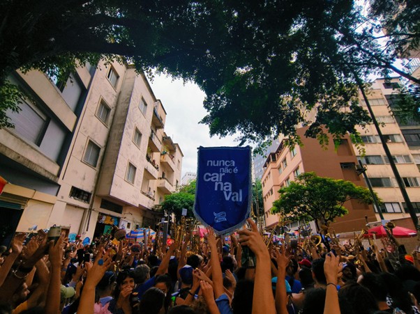 Festeggiamenti in strada al carnevale di Rio, in Brasile