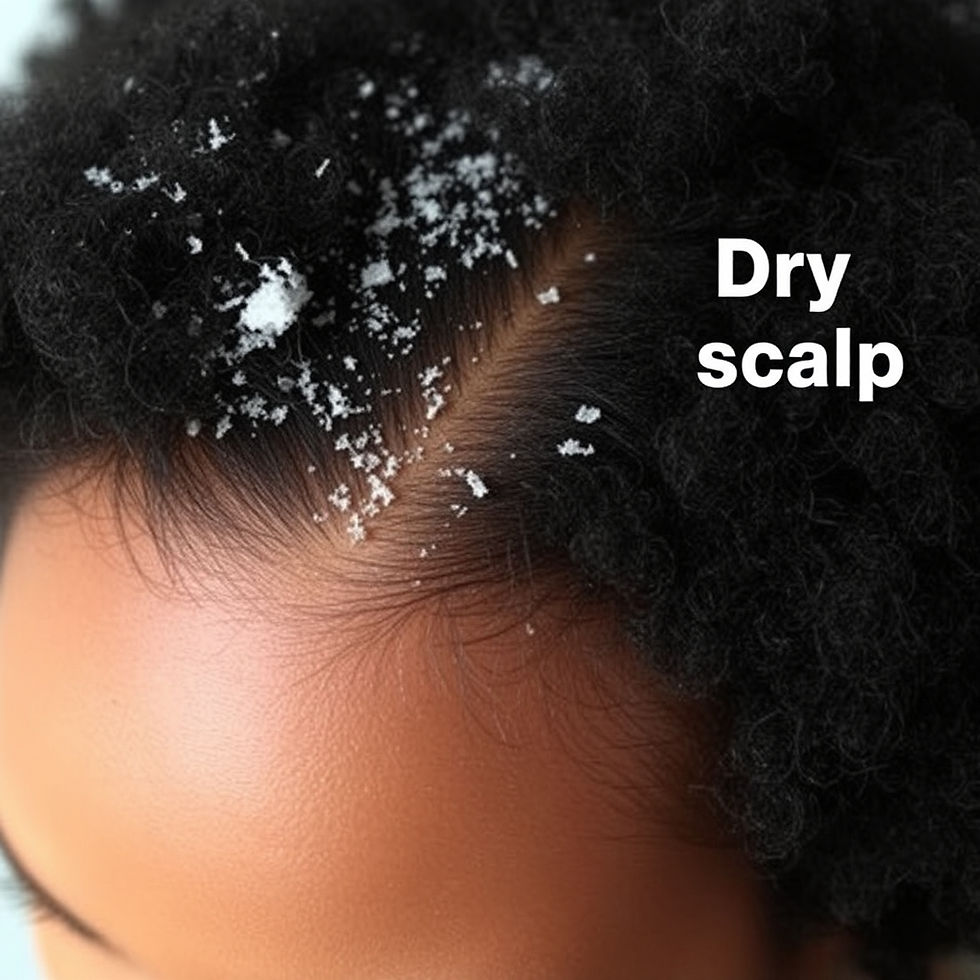 Close-up of a healthy scalp and hair after dandruff treatment, showing flake-free, nourished strands with natural shine.