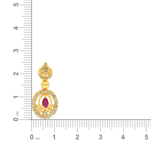 Thumbnail: Charming Oval Citadel 22 karat Yellow Gold Uncut Diamond Necklace Set NSEGNPRE00