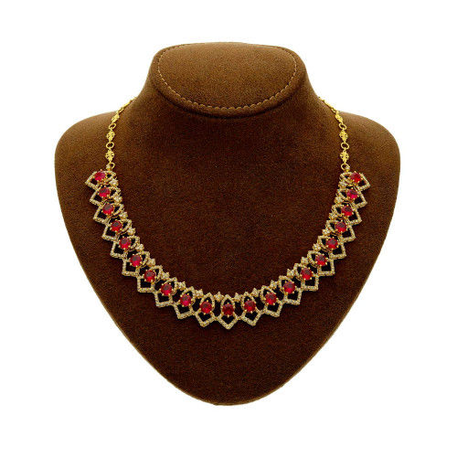 Thumbnail: Stylish Arrow Link 22 karat Yellow Gold Uncut Diamond Necklace Set NSEGNFNC210NK