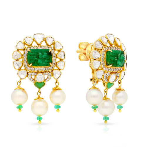 Thumbnail: Majestic Medal 18 Karat Yellow Gold Uncut Diamond Necklace Set NSEVZJOQ003NK2