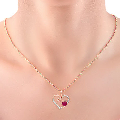 Thumbnail: Supreme Heart Stalk 18 Karat Rose Gold Mine Diamond Pendant MGNHTH049PN1