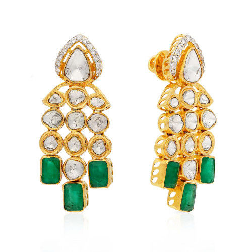 Thumbnail: Exquisite Citadel 22 Karat Yellow Gold Uncut Diamond Necklace Set NSEVZREG094NK2