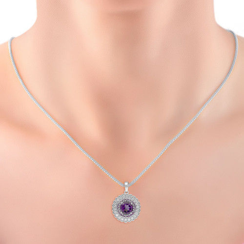 Thumbnail: Royal Purple Mandala 18 Karat White Gold Diamond Pendant Set PSMLUSPR001PN6