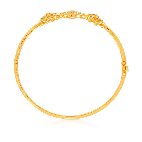 Thumbnail: Elegant Floral Cross 22 Karat Yellow Gold Uncut Diamond Bangle EGNREG148OB1