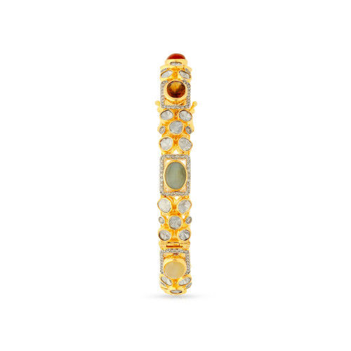 Thumbnail: Royal Magnificient 18 Karat Yellow Gold Gems Uncut Diamond Bangle Set BSEVZREG07